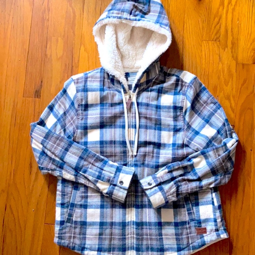 L.L. Bean sherpa lined plaid jacket